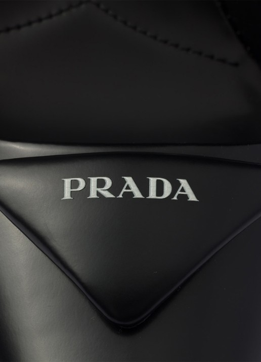Prada Slingback van leer met logo - detail 4 zwart