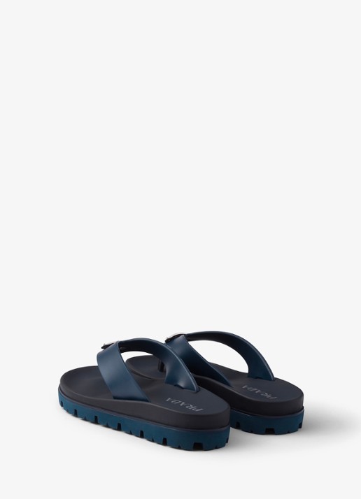 Prada Slipper met logo - achterkant donkerblauw