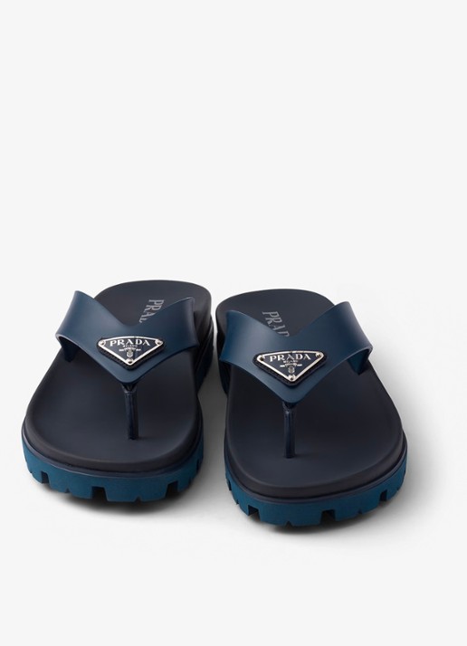 Prada Slipper met logo - detail 5 donkerblauw