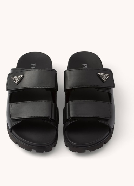 Prada Slipper van kalfsleer - detail 3 zwart