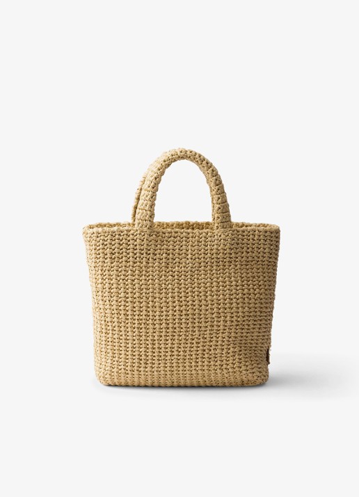 Prada Small handtas van crochet met logo - achterkant 7 lichtbruin