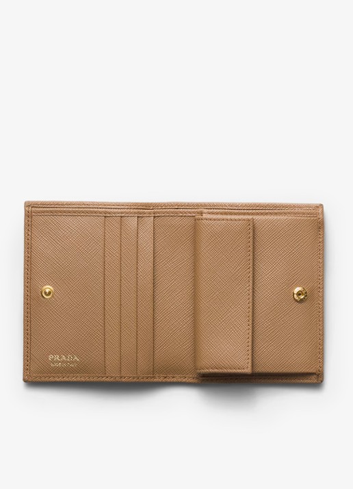 Prada Small portemonnee van kalfsleer  - voorkant 2 lichtbruin