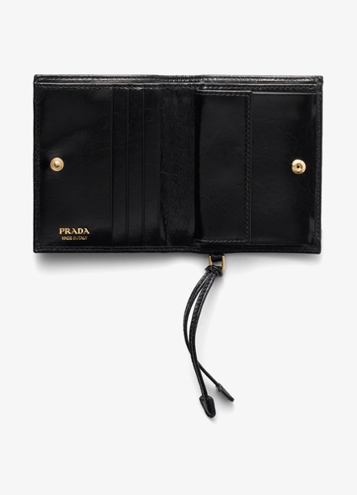 Prada Small portemonnee van kalfsleer - voorkant 2 zwart
