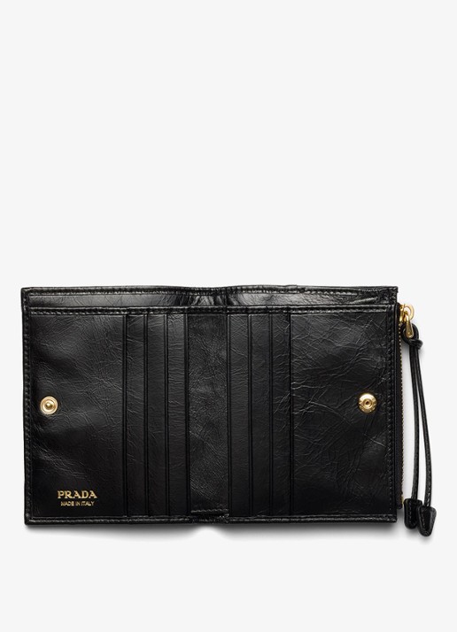 Prada Small portemonnee van kalfsleer - voorkant 3 zwart