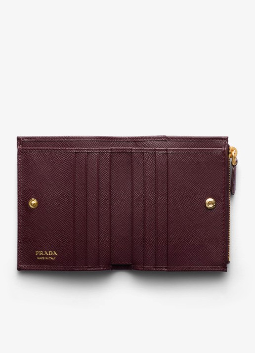 Prada Small portemonnee van kalfsleer - voorkant 4 bordeauxrood