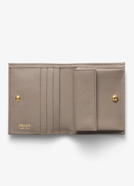 Prada Small portemonnee van kalfsleer  - voorkant 2 zand