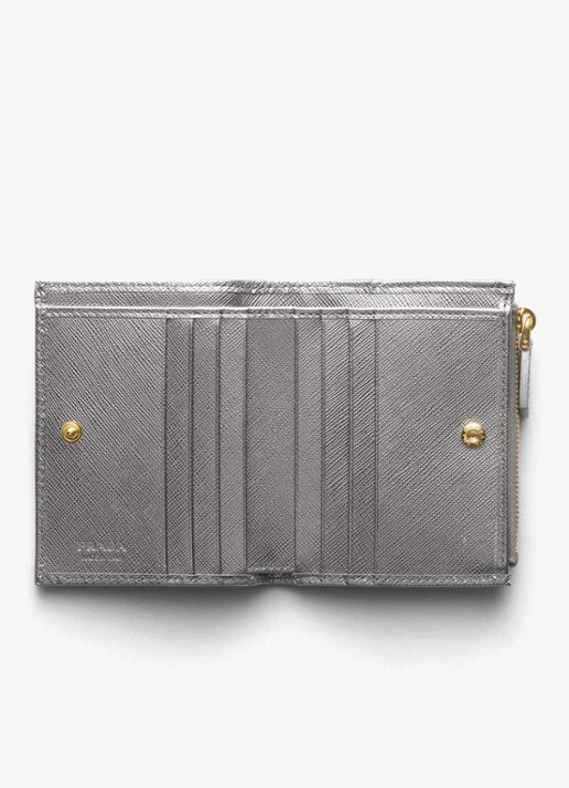 Prada Small portemonnee van kalfsleer - voorkant 2 zilver