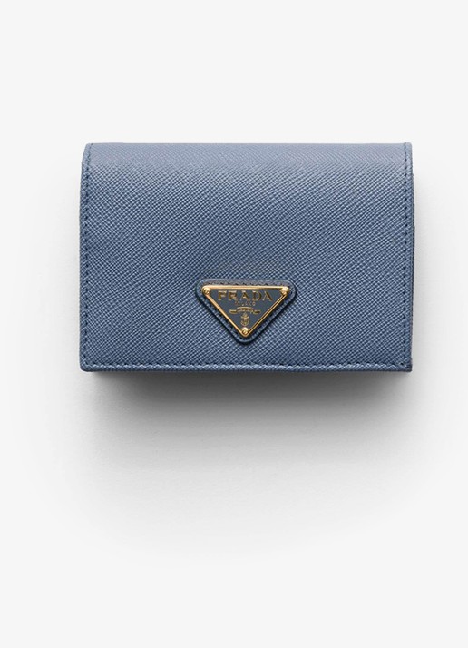 Prada Small portemonnee van kalfsleer - voorkant blauw