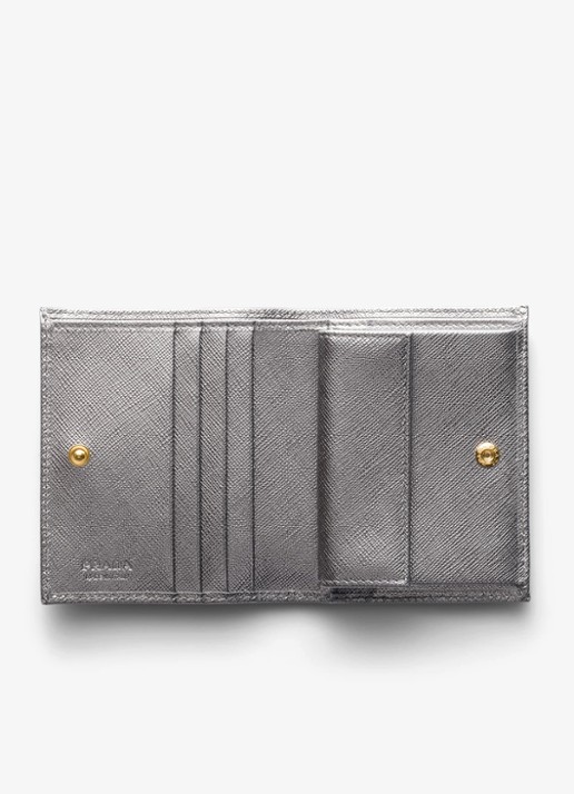 Prada Small portemonnee van kalfsleer  - voorkant 4 zilver