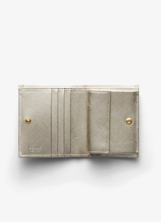 Prada Small portemonnee van kalfsleer  - voorkant 4 goud
