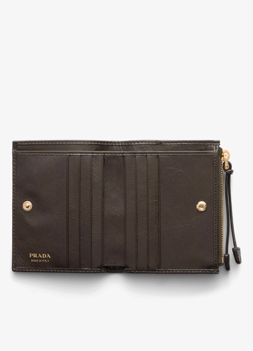 Prada Small portemonnee van kalfsleer - voorkant 2 donkergroen