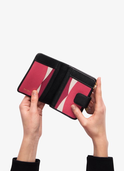 Prada Small portemonnee van kalfsleer - voorkant 6 zwart