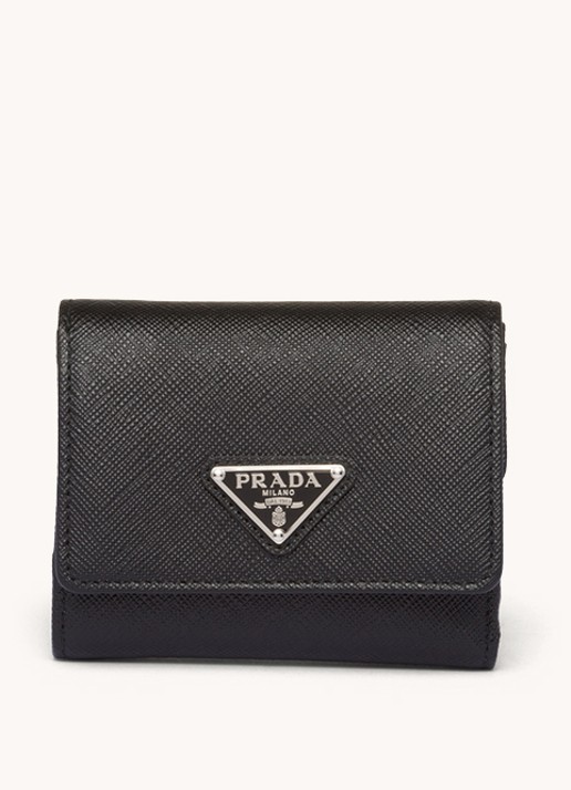 Prada Small portemonnee van leer - voorkant 2 zwart
