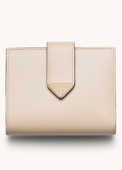 Prada Small portemonnee van leer - voorkant gebroken wit