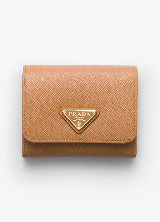 Prada Small portemonnee van leer - voorkant 3 camel