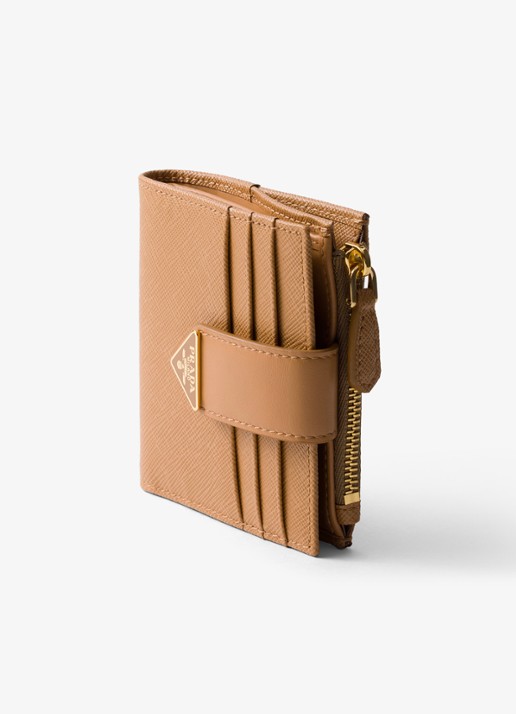 Prada Small portemonnee van leer - detail camel