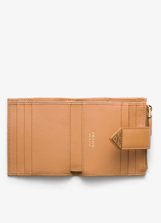 Prada Small portemonnee van leer - voorkant 4 camel