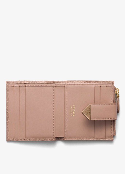 Prada Small portemonnee van leer - voorkant 2 beige