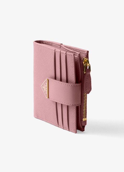 Prada Small portemonnee van leer - detail oudroze