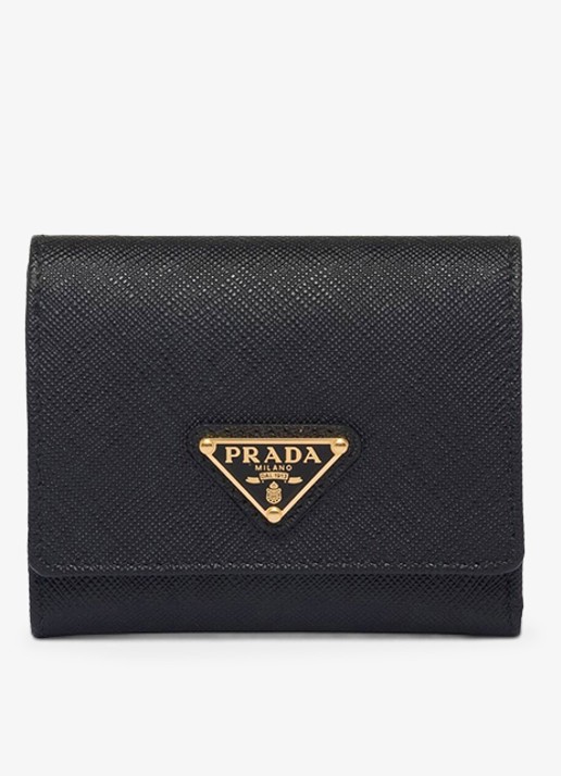 Prada Small portemonnee van leer - voorkant 5 diepzwart
