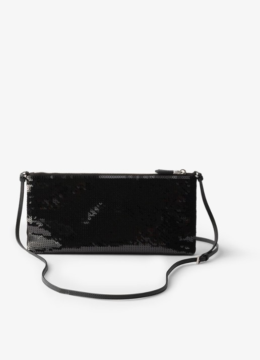 Prada Small schoudertas met pailletten - achterkant zwart
