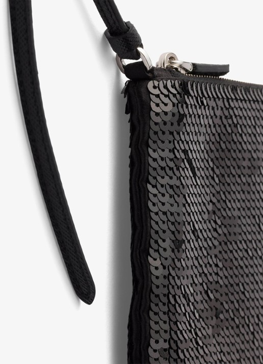 Prada Small schoudertas met pailletten - detail 2 zwart
