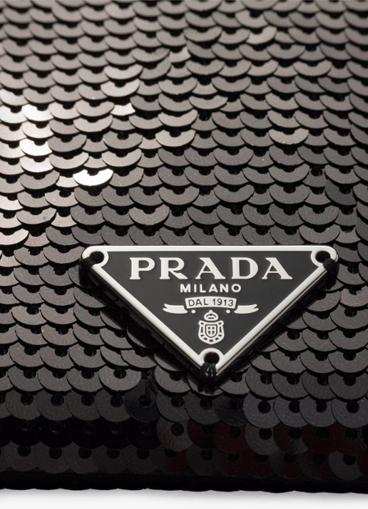 Prada Small schoudertas met pailletten - detail 3 zwart