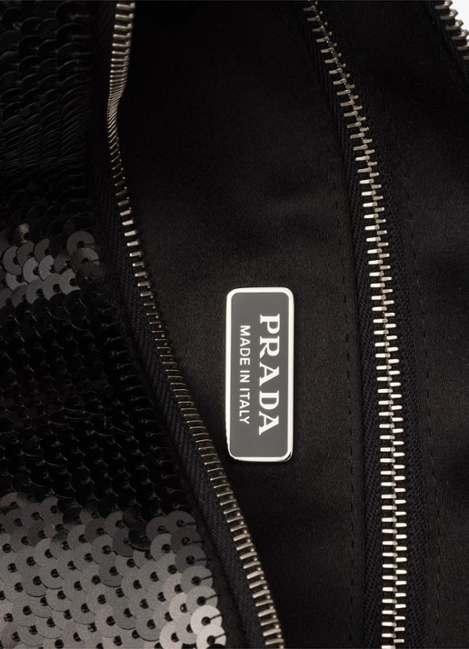 Prada Small schoudertas met pailletten - detail 4 zwart