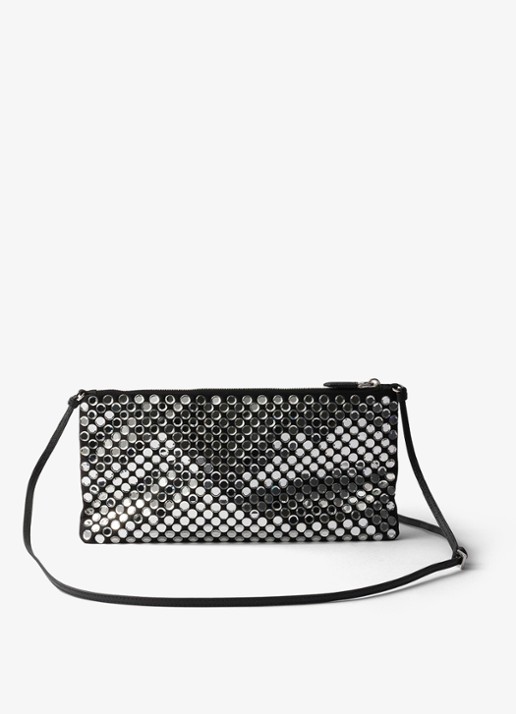 Prada Small schoudertas met strass - achterkant zilver