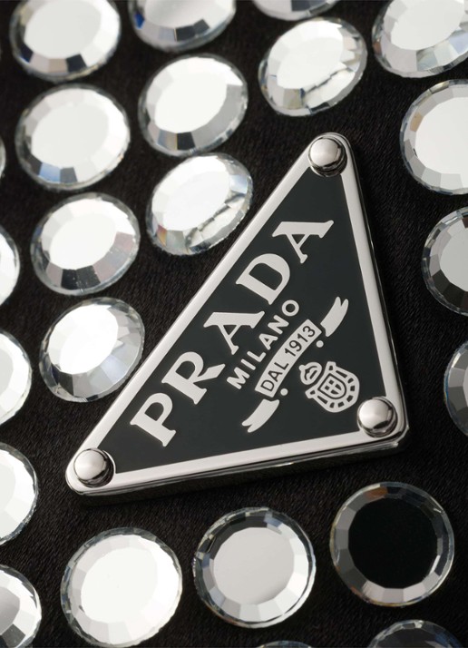 Prada Small schoudertas met strass - detail 5 zilver