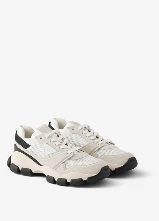 Prada Sneaker met suède details - voorkant 2 gebroken wit