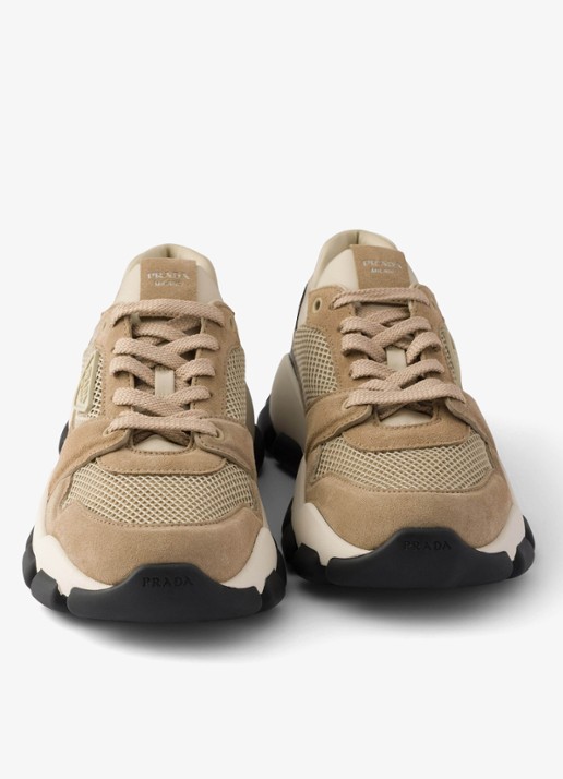 Prada Sneaker met suède details - detail 3 beige
