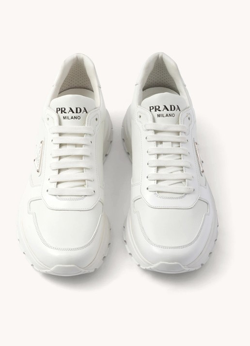 Prada Sneaker van leer met logo - detail 4 wit