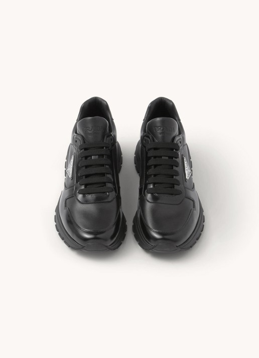 Prada Sneaker van leer met logo - detail 6 zwart