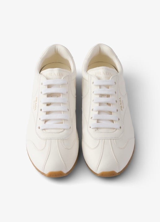 Prada Sneaker van leer - detail 4 gebroken wit