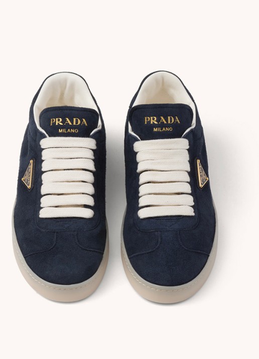 Prada Sneaker van suède - achterkant 5 donkerblauw