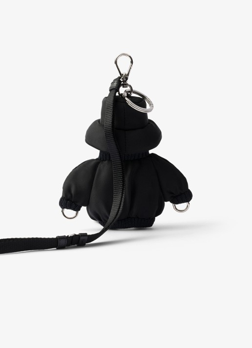 Prada Soft Robot Re-Nylon sleutelhanger met afneembaar koord - achterkant 3 zwart