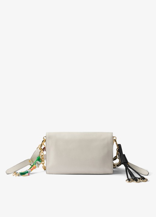 Prada Soft Sound Small schoudertas van leer - achterkant 7 gebroken wit
