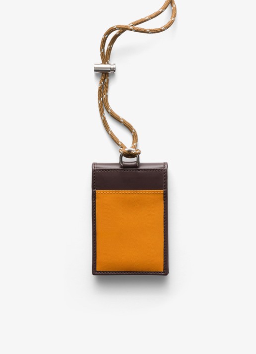 Prada Speedrock Re-Nylon pasjeshouder van leer met contrast - achterkant 4 oranje
