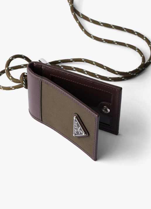 Prada Speedrock Re-Nylon pasjeshouder van leer met contrast - detail 2 donkergroen