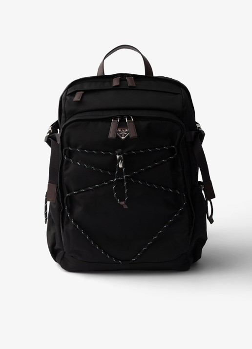 Prada Speedrock Re-Nylon rugzak met leren details - voorkant 5 zwart