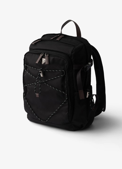 Prada Speedrock Re-Nylon rugzak met leren details - voorkant 6 zwart