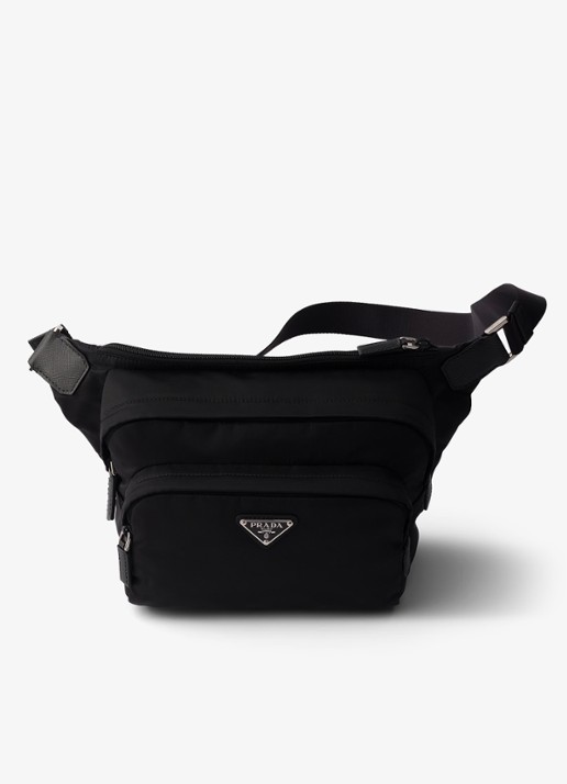 Prada Speedrock Re-Nylon schoudertas met leren details - voorkant 6 zwart