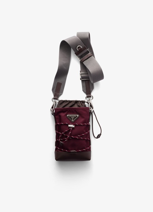 Prada Speedrock Re-Nylon telefoonhoesje met leren details en afneembare schouderriem