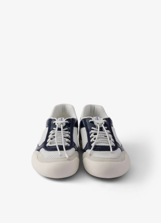 Prada Speedrock sneaker met lakleren en mesh details - detail 3 donkerblauw