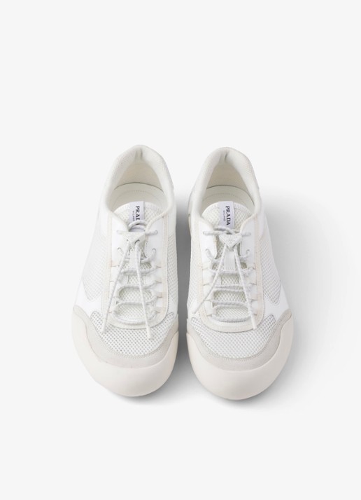Prada Speedrock sneaker met lakleren en mesh details - detail 5 wit