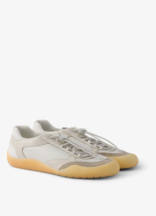Prada Speedrock sneaker van leer met mesh details - detail 4 beige