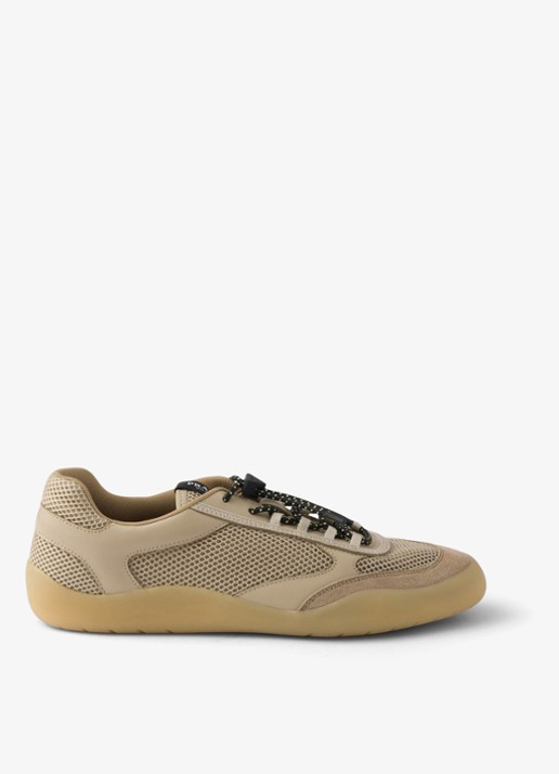 Prada Speedrock sneaker van mesh met leren details - voorkant 6 khaki