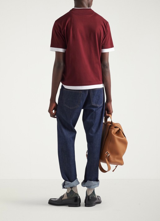 Prada T-shirt met contrast - achterkant 5 bordeauxrood