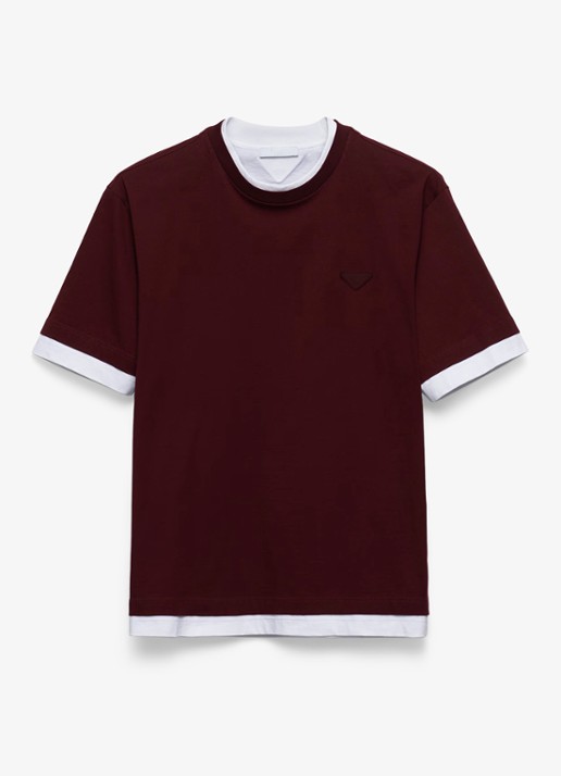 Prada T-shirt met contrast - voorkant bordeauxrood